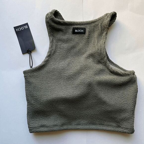 Bloch Crinkle Play Racer Tank in Washed Moss Size Extra Small - Picture 2 of 4